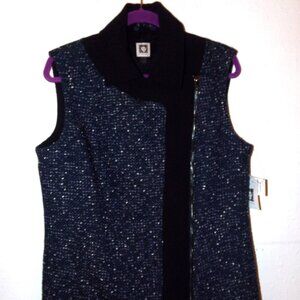 NWTS ANNE KLEIN SZ.16, CADET BLACK KNIT VEST